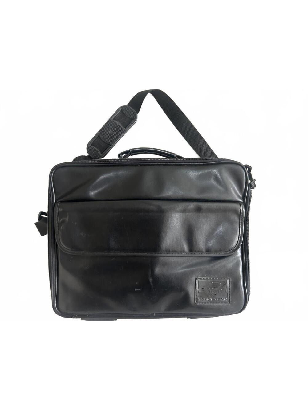 Vintage Office Gear C2 Black Faux Leather Laptop Briefcase Y2K Carrying Case